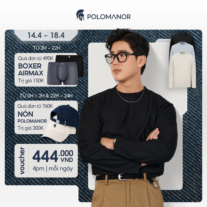 Áo thun nam tay dài cổ tròn cao cấp LIAM, BST FALL WINTER, Chất liệu Cotton Poly chống nhăn - POLOMANOR