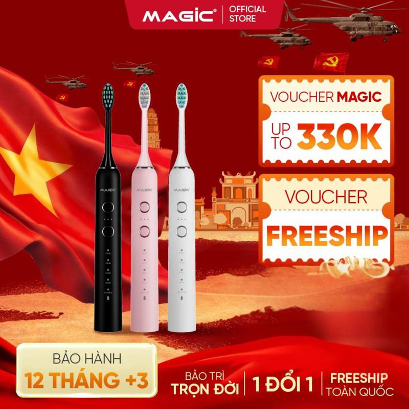 [LIVE] Bàn Chải Điện Hỗ Trợ Trắng Răng Magic B-22, 5 chế độ và 3 cấp độ đánh răng, bảo hành 12 tháng