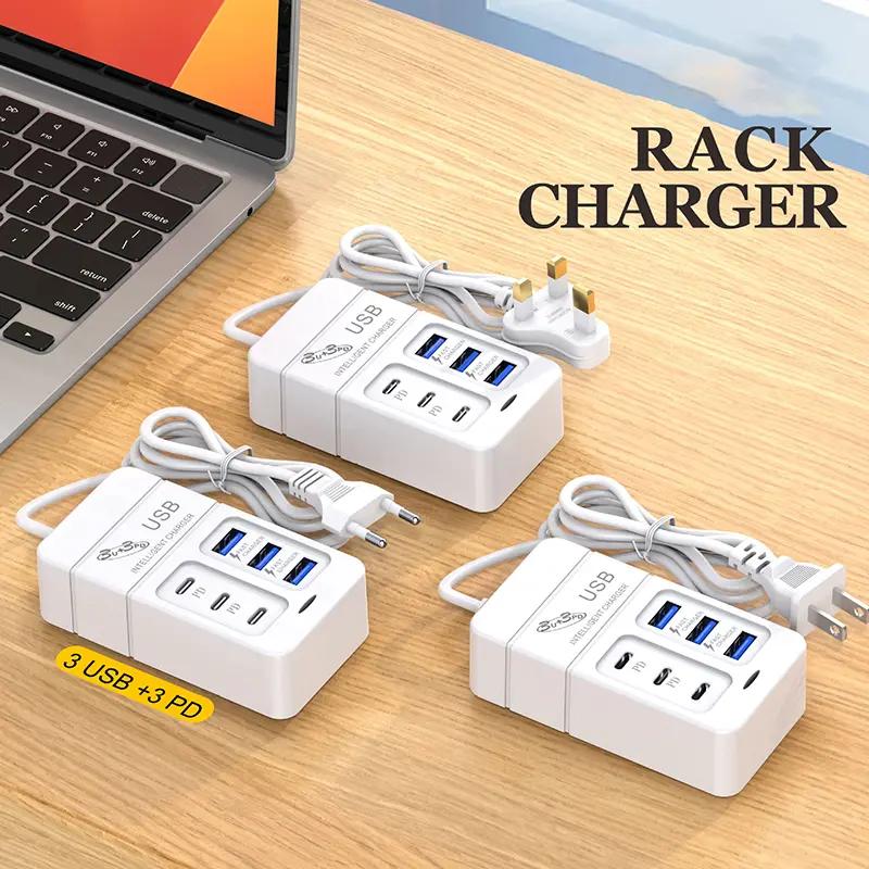 1pc chúng tôi cắm 6 cổng đa cổng USB bộ sạc 35W loại PD - c điện thoại di động…