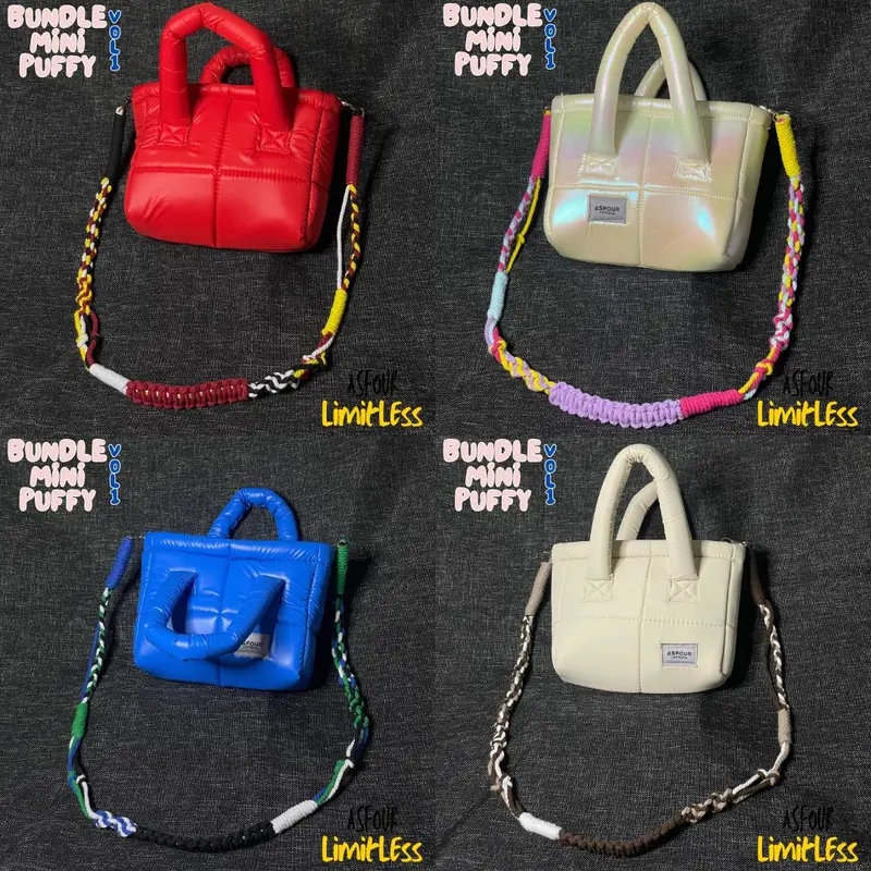 Asfour - Mini Puffy Bundle + Tali Macrame Hand Sling bag Hologram Wanita 4