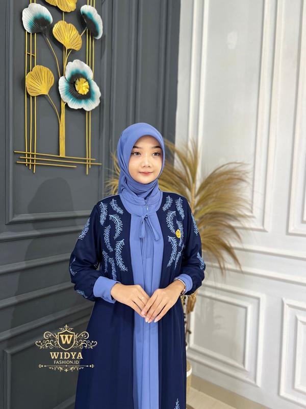 Widya Fashion Id - Serena Luxury Set Hijab Persegi Set Outher (Menyatu Tidak Terpisah) Bahan Ceruti Polos Full Furing Gamis Wanita Muslim Elegan Gamis Busui 1