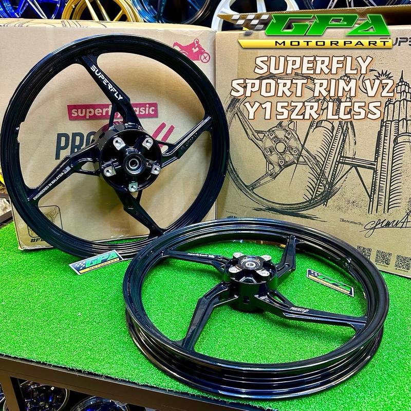 Superfly Custom Rim SUPERFLY SPORT RIM V2 4BATANG MIDNIGHT BLACK YAMAHA Y15ZR Y16ZR ...