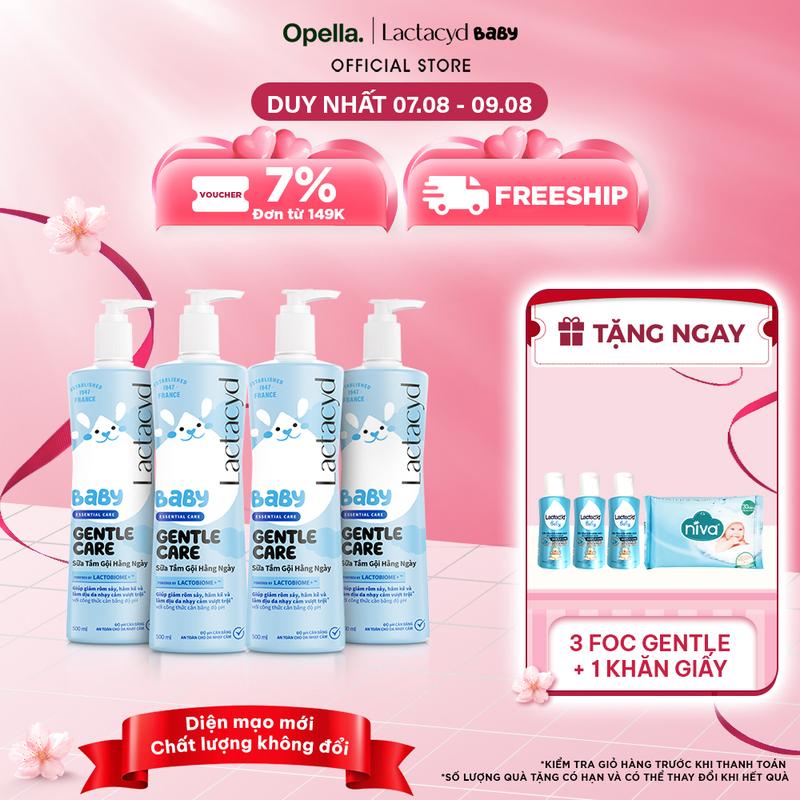 Bộ 4 Sữa Tắm Gội Trẻ Em Lactacyd Baby Gentle Care Bảo Vệ Dịu Nhẹ Cho Làn Da Nhạy Cảm 500ml Cho Bé