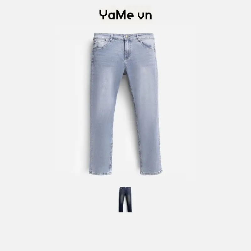 Quần Jean Nam Lưng Gài Ống Đứng Thương Hiệu Y2010 Vải Cotton Mặc Bền Trơn Dáng Vừa No Style M100 23537 |YaMe| 0