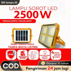 【Garansi 10 tahun】Lampu Sorot 2500W Tenaga Surya / Solar Powered Gantung Camping Tenda Floodlight Matahari Panel Cell IP66 Outdoor Portable Lampu tangan multifungsi untuk berkemah desain tahan air pencahayaan luar ruangan  lampu emergency bisa di cas