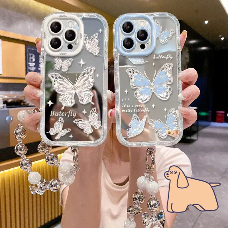 Casing ponsel cermin kupu-kupu berwarna-warni IPhone 15 15 Pro 15 Pro max 15 Plus 7 8 SE2020 7+ 8+ 11 11 PRO 11 PRO MAX 12 13 MINI 14 PRO 14 PRO MAX XR XS MAX CASE