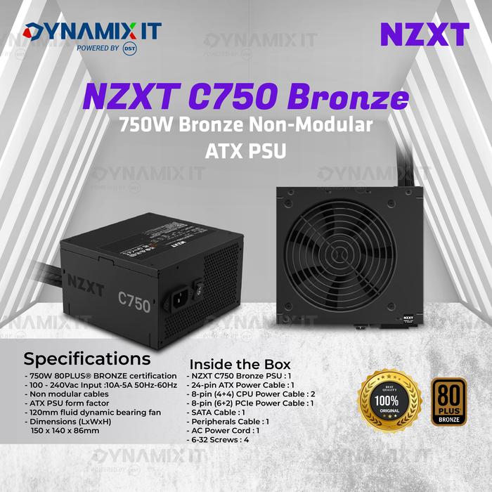 Gambar NZXT PSU C750 750 Watts Bronze Non Modular Power Supply dari DYNAMIX IT Kota Surabaya Tokopedia