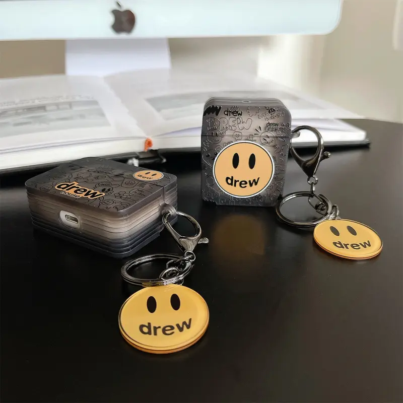 Ốp Vuông Silicon TPU Mềm, Drew Đen, Tương Thích Với Thiết Bị Airpods 4 Pro, 1 / 2 / 3 Pro2, Phụ Kiện Ốp Bảo Vệ, Thích Hợp Cho Tai Nghe Bluetooth Không Dây, Vỏ Bảo Vệ Chống Sốc Cầm Tay, Vỏ Bảo Vệ 2