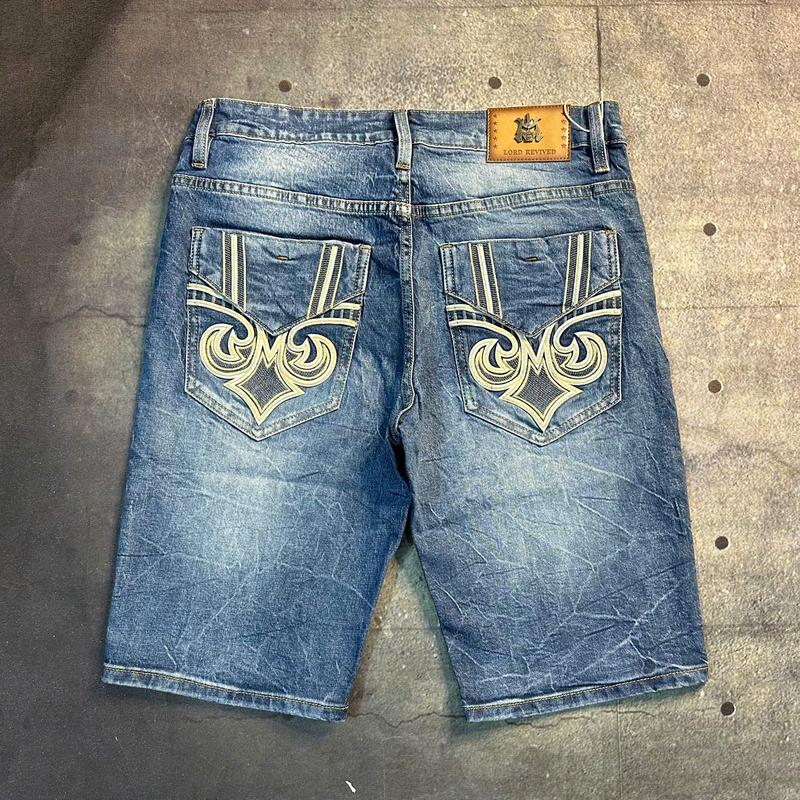  Quần Sọt Jean nam co giãn LORD REVIVED  phía sau túi thêu logo hoa văn 