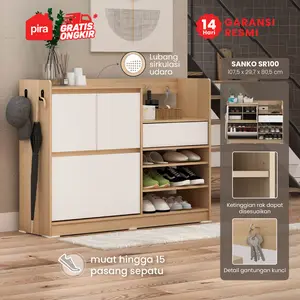 PIRA METROPOLIS -  SANKO SR100 Rak Sepatu / Lemari Sepatu dengan Tempat Penyimpanan Serbaguna