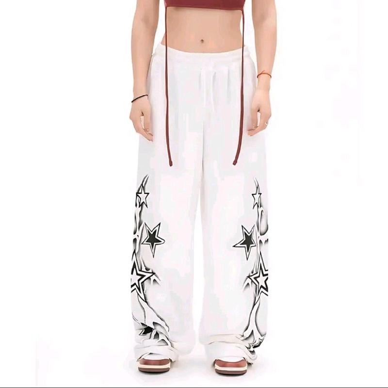 Jogger pants star skena y2k jkt48 korean style karet celana ombre nbc flare jumbo kulot wanita petir straight cut Wanita Celana 1