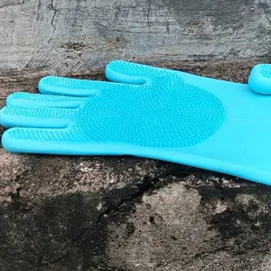 Sarung Tangan Mandi Anjing Kucing Bahan Silikon Karet Sisir Kucing Pijat Grooming Hewan Peliharaan Aerizoo