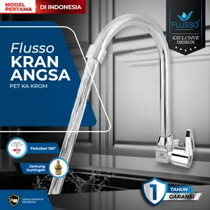 FLUSSO Kran Dapur Cuci Piring Angsa Tembok Minimalis 1/2 Chrome Series | 596 kran air  cuci piring