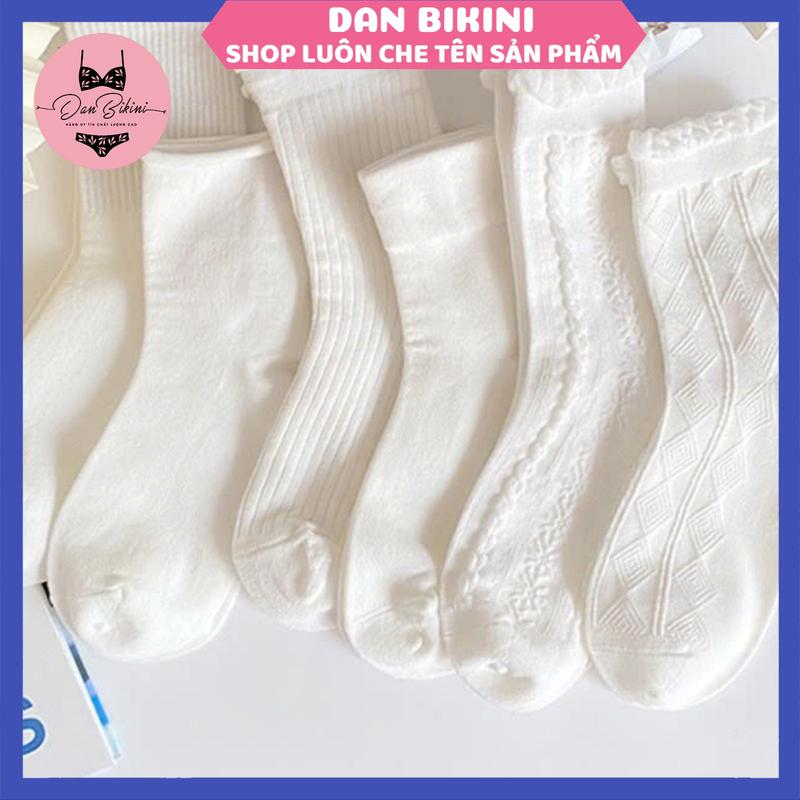 COMBO 10 Đôi Tất Nữ Cao Cổ Dệt Kim Trắng Tinh Chất Liệu Cotton Co Giẫn Mềm Mại MÃ T16