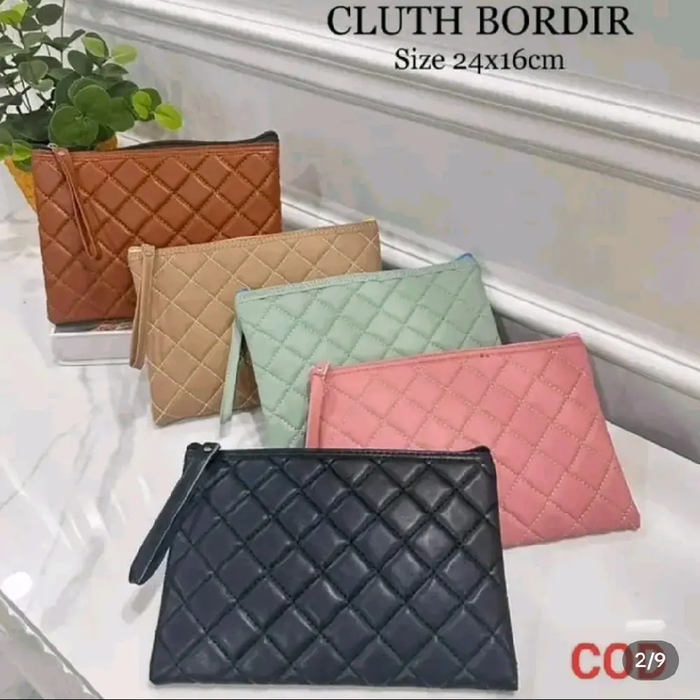 Tas Tangan Wanita Clutch Pouch Bordir Bisa Muat HP BerMacam Warna