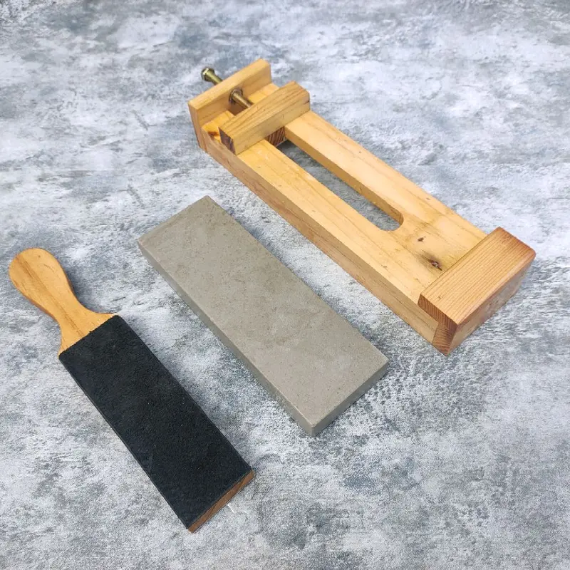 Batu asahan asli alam double set 20x7x2cm Stroping kulit sapi asli+tatakan 3