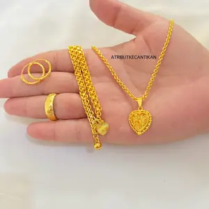 Set Perhiasan Terbaru Bahan Tembaga Lapis Emas