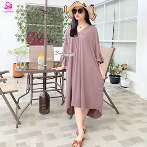 Fayola Dress Fashion Wanita Kekinian Motif Polos Rayon Twill Busui Friendly by Yayoehijab