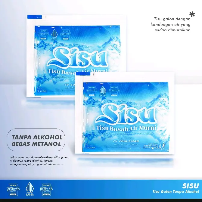 50 pcs Tisu Galon Merek Sisu Pembersih Galon Air Isi Ulang