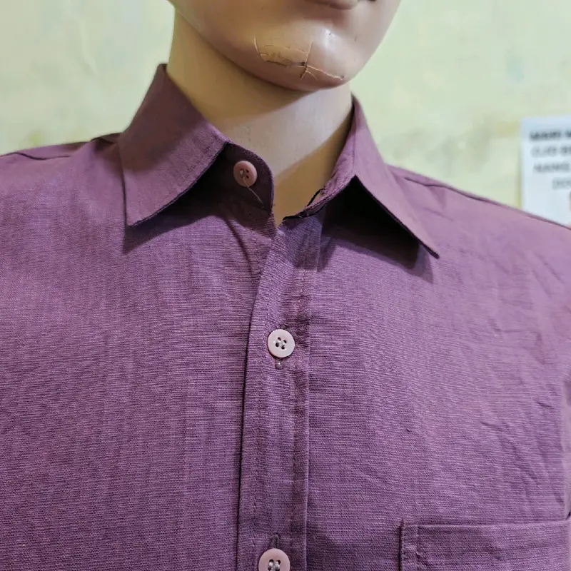 Kemeja Polos Pria Magnet Bahan Katun Sigaret Premium Lengan Pendek Slimfit - Burgundy Mauve Dusty Putih Hitam Kerah Casual Navy Formal (M-L-XL) -Kain Basic Nyaman Lembut Kerja Baju Brown trendy teracota 3