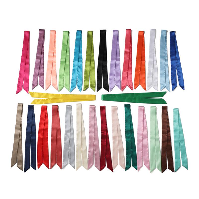 Product Introduction of Plain Long Thin Narrow Silk Scarf Hair Ribbon Scarf Satin Waist Belt Neckties Neckerchief Bow Ties Hair Accessories 16