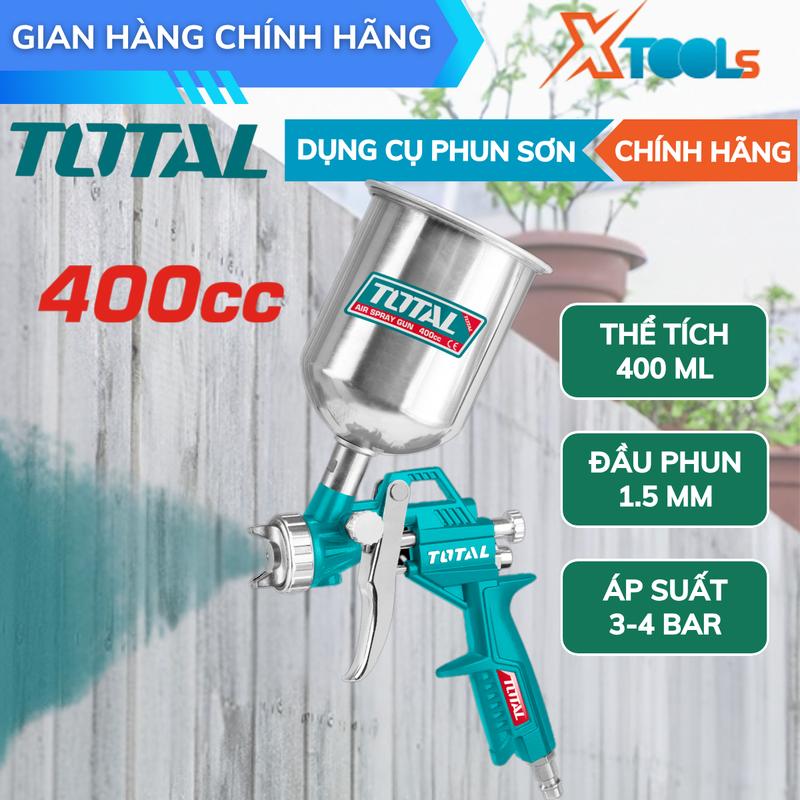 Dụng cụ phun sơn 400cc TOTAL máy phun sơn cầm tay đầu phun 1.5-2 mm áp suất 3-4 bar máy phun sơn khí nén