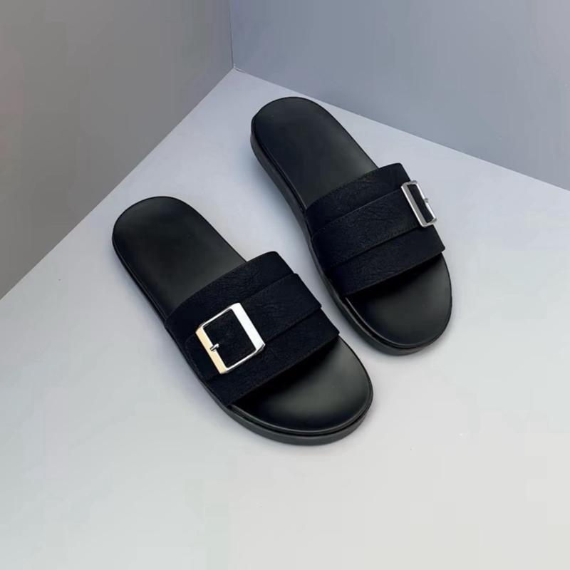 Dép Khâu Quai Dép da nam quai đai khuy cài trang trí thời trang Đế cao su khâu quai chắc chắn