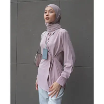KEMEJA SEAMLESS AERA POLOS STRECH PREMIUM OFFICE B680 Baju Panjang Tangan Wanita 3