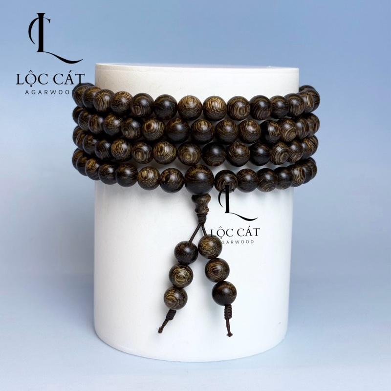 [LC-VT116] vòng đeo tay sánh chìm trầm hương Lộc Cát 6/7/8mm 108h mùi thơm lâu -phong thuỷ chiêu tài hút lộc may mắn