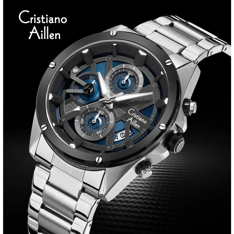 CristianoAillenJamTanganPriaAnalog8895RantaiStainlessSteelChronographKacaSapphireWaterResistant3ATMWatchesWaterproof 4