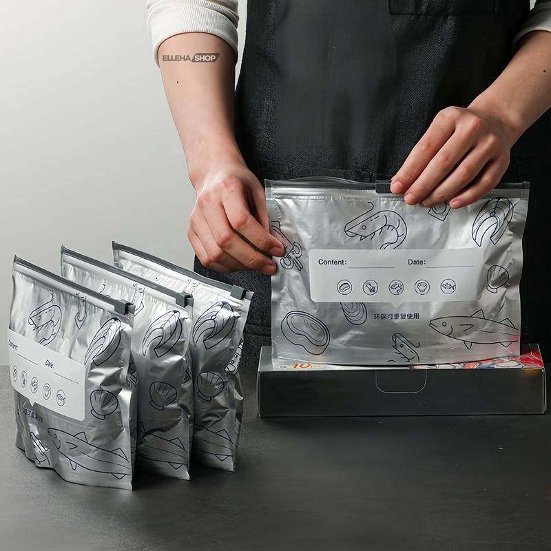 Combo 10 Túi zip bạc đựng thực phẩm tươi sống chất liệu tráng bạc titan bảo quản độ tươi có khoá tiện lợi tái sử dụng