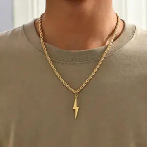 Kalung Titanium Liontan Petir Model 2026 Trendi dan Unik Cocok untuk Pria dan Wanita Anti Karat AS04