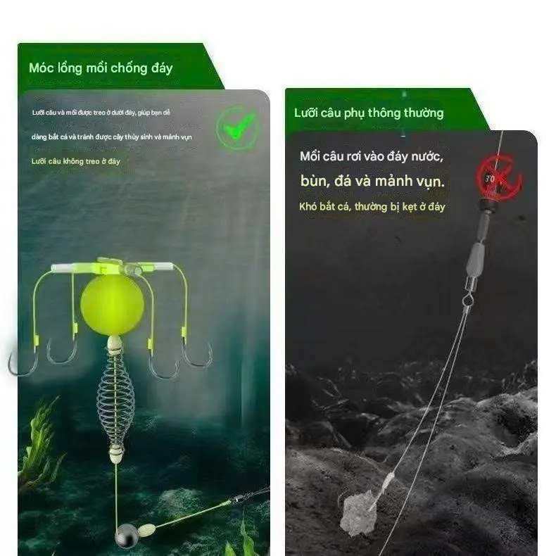 [Lancer Ngược Đáy] Lưỡi Câu Lăng Xê Câu Đáy 4 Móc Chống Dối, Lưỡi Lăng Xê Câu Đáy, Lưỡi Câu Bom Mè 5