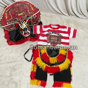 Barongan Devil Tanggung Dan Setelan Baju Reog Dengan Embong Untuk Anak
