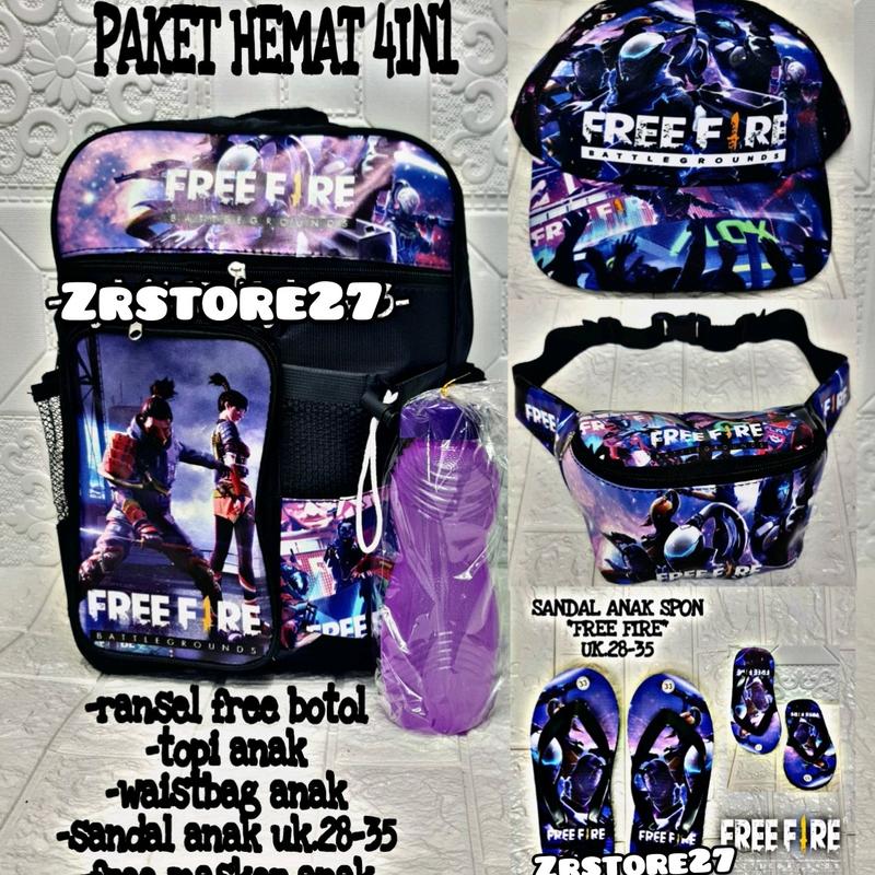 Tas Sekolah Ransel 4in1 Freefire Mobilelegend Boboiboy Anak Fashion 1