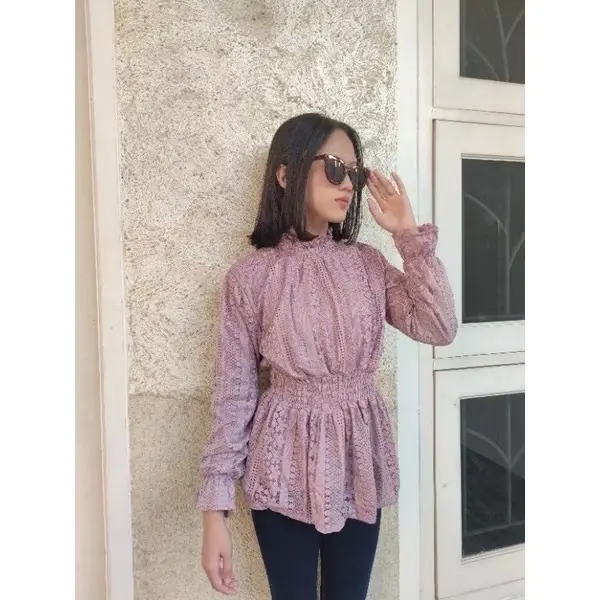 Peplum top / Atasan brukat /Atasan brukat serut / Fashion muslimah 5