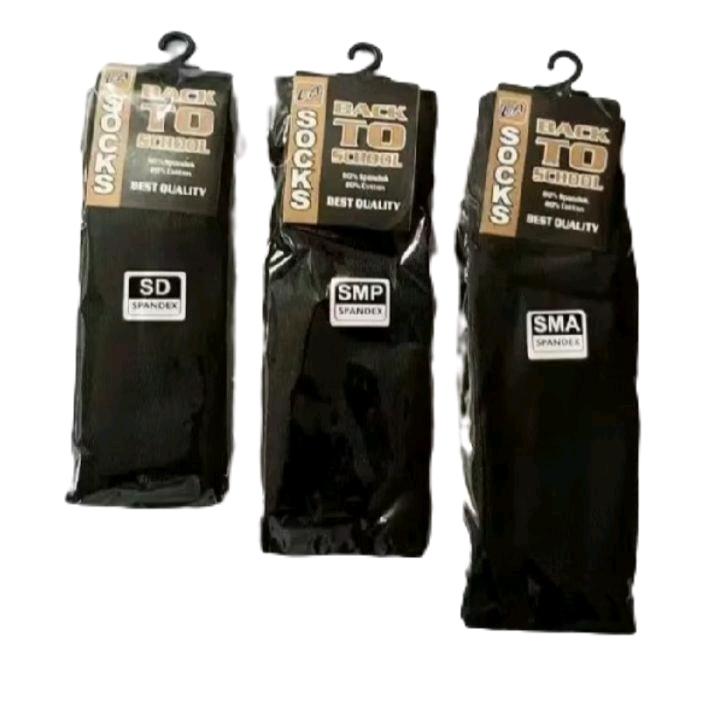 (3 pasang) kaus kaki sekolah hitam polos untuk anak SD SMP dan SMA bahan nilon polyester lembut Fashion anak sekolah Kaos 0