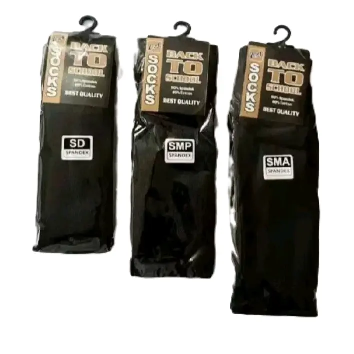 (3 pasang) kaus kaki sekolah hitam polos untuk anak SD SMP dan SMA bahan nilon polyester lembut Fashion anak sekolah Kaos 0