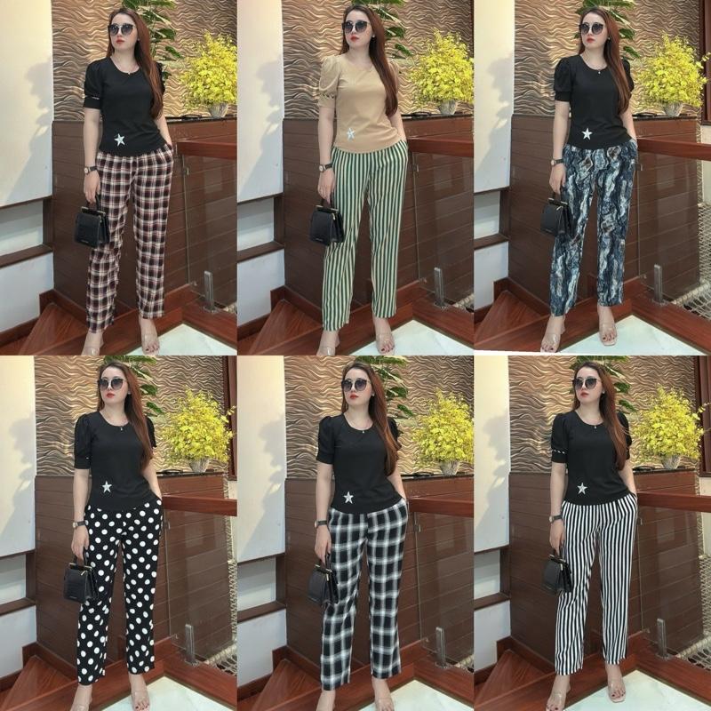 ĐỒ BỘ TRUNG NIÊN, ĐỒ BỘ TẶNG MẸ TẶNG BÀ CO GIÃN THOẢI MÁI HD160 Ủ kem thun gân