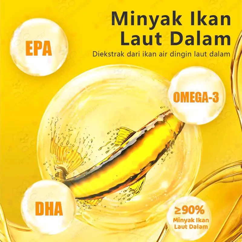 MINYAK IKAN  FISH LIVER OIL BURUNG DAN KUCING  KEMASAN 100 BUTIR Fish Oil untuk Kesehatan Kulit dan Bulu, Daya Tahan Tubuh, Kesehatan Jantung, Mengatasi Bulu Rontok 3