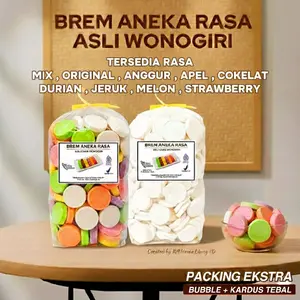 [100gr,250gr] BREM ASLI WONOGIRI ANEKA RASA Mix Original Anggur Coklat Durian Jeruk Melon Strawberry Apel Sari Tape Ketan Putih Kombinasi Rasa Buah 100gr 250gr 100 250 gr Kue Manis Murah