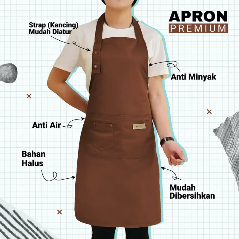 Apron Celemek Barista Korean Style Pria Wanita Apron Barista Celemek Dapur Anti Air 1