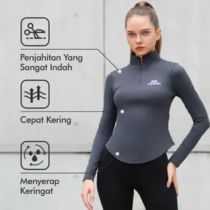 [Hapigogo]  jaket jogging perempuan outdoor Wanita Kaos Yoga Slim Fit Wanita Kaos Pelindung Sinar Matahari UPF50+/UV  jaket olahraga wanita