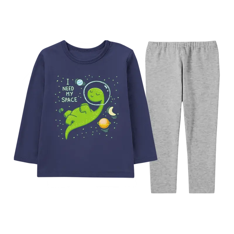 Setelan Piyama Anak Motif Kartun Lucu Piyama Terbaru anak Laki laki dan Perempuan motif Astro Dino 0