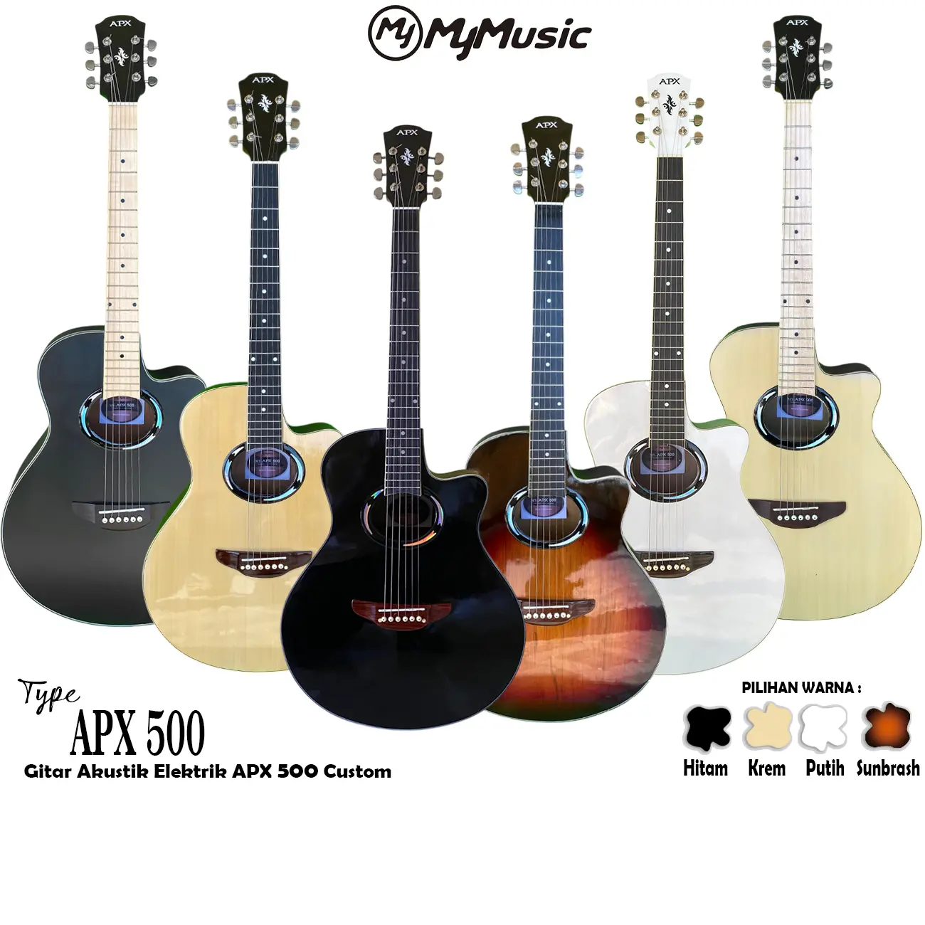 Gitar akustik elektrik apx 500 custom free custom nama