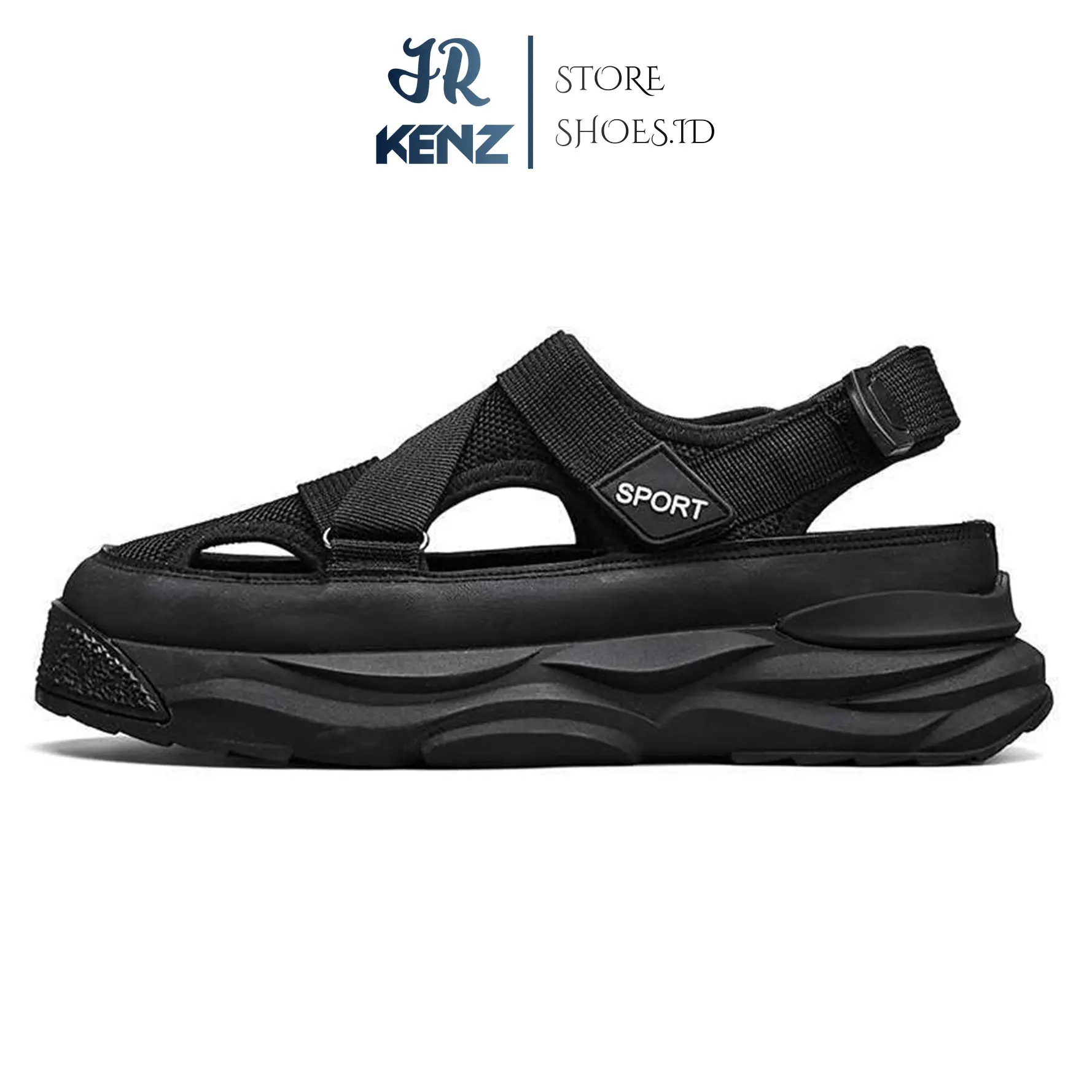 Sandal Sepatu Slip On Pria Hitam Casual Simple Keren Terbaru Model Tali Velcro Sendal Slop Sepatu Pria Import Kasual Santai Empuk Antislip Ringan Nyaman dikaki