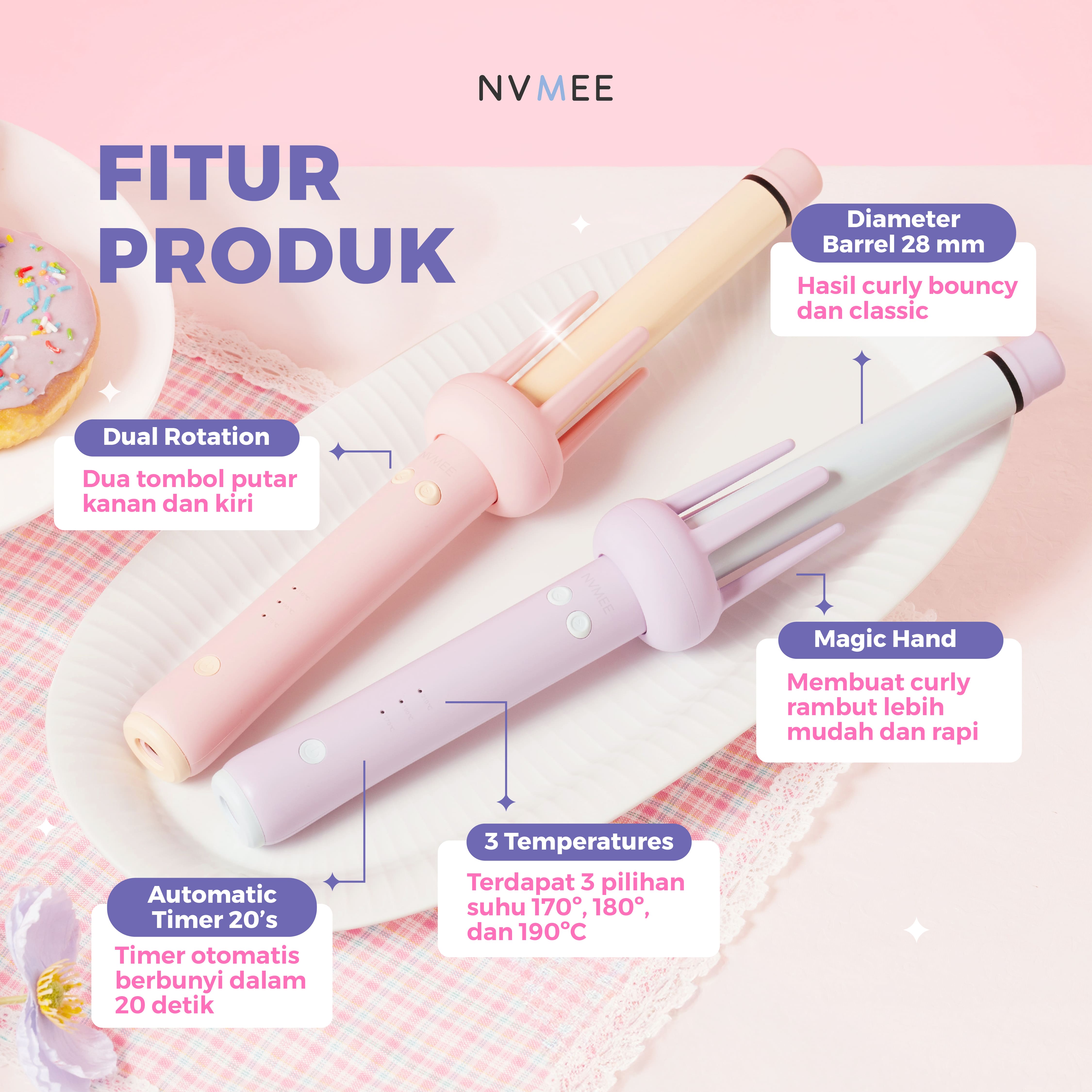 [NEW] - NVMEE - Libra Hair Styler 2.0 | Catokan Keriting Otomatis 28mm