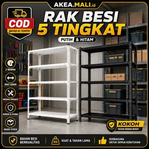 【 Promo Super 60-70% Diskon Besar】AK2-Rak Susun Besi Siku 5 Susun Anti Karat 40x120x200mm Serbaguna dengan Ketebalan 1,0-1,5mm Bahan HDF 8mm untuk Gudang & Rumah Tangga