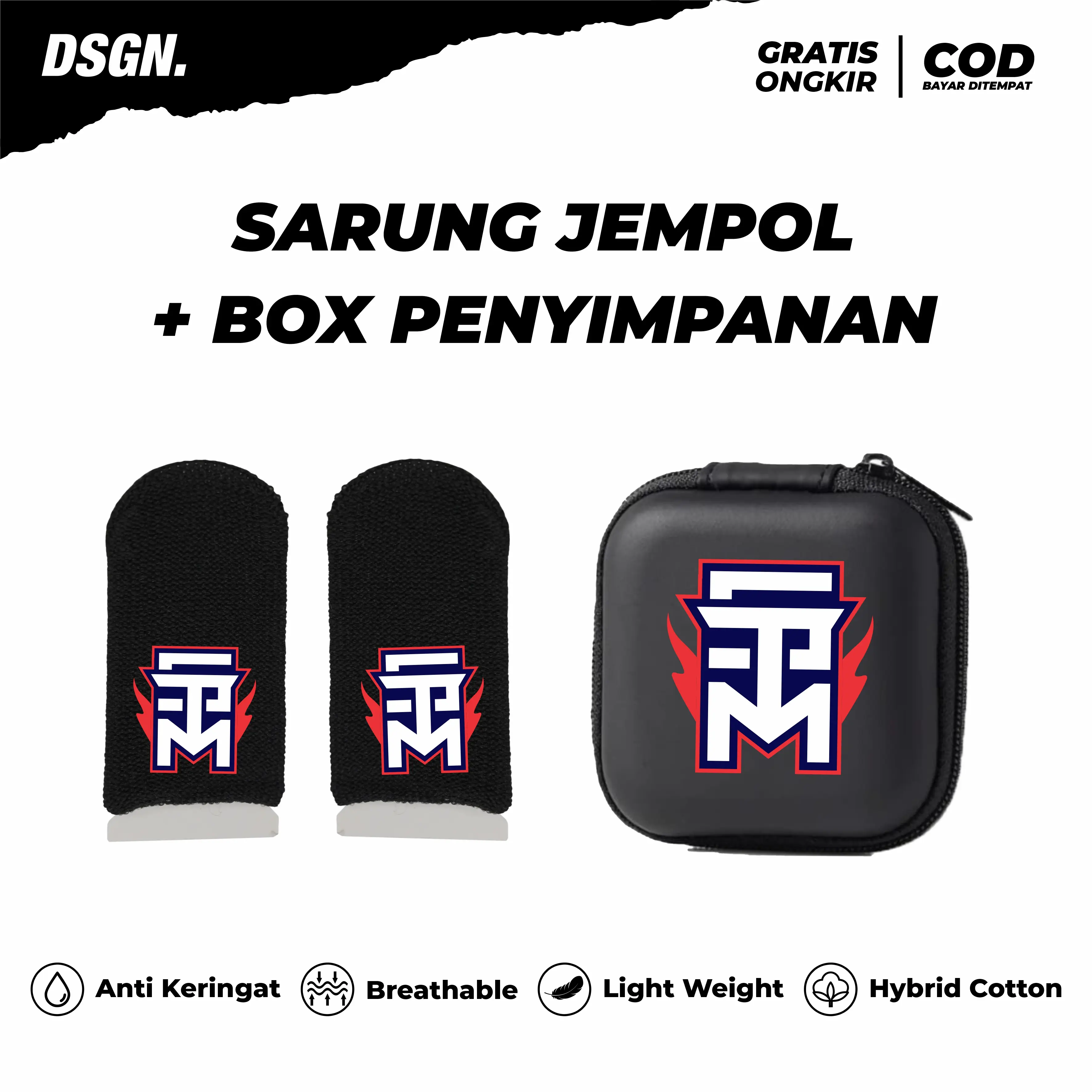 SARUNG JEMPOL STM + BOX POUCH ANTI KERINGAT PREMIUM FREE FIRE MOBILE LEGENDS PUBG Accessories Game Aksesoris