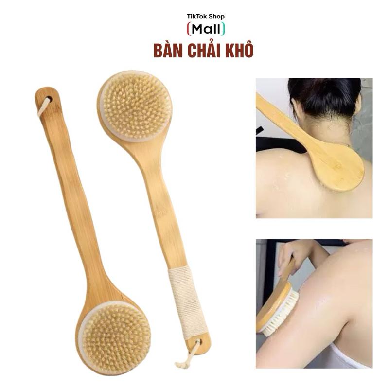   CAO CẤP  Bàn chải khô - Cây Chà Lưng - Cây Chải Khô Body Tắm Tẩy Tế Bào Chết cho da khỏe mạnh - Chất liệu gỗ và đầu lông nhựa dùng massage cơ thể khi tắm. 